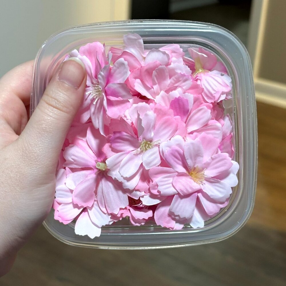 pink fake flowers full pack never used